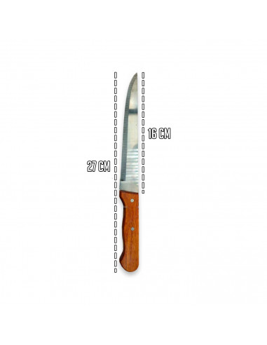 Tradineur - Cuchillo de cocina - Hoja fabricado de acero y  madera - Longitud de 27 cm (hoja de 16 cm)