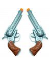 Tradineur - Cartuchera con pistolas - Fabricado en plástico y cuero - Complemento para disfraces de vaqueros, carnaval, Hallowee