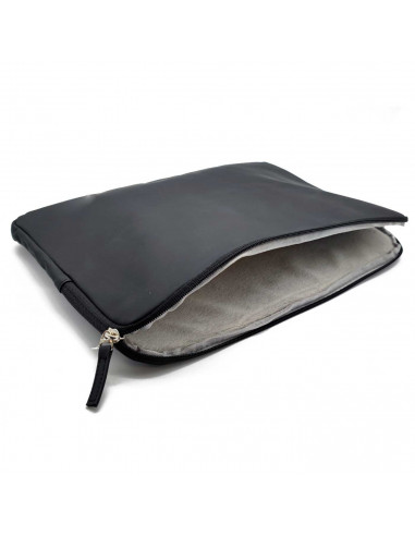 Tradineur - Funda para ordenador portátil de 13/13.3/14" pulgadas - Fabricación 100% poliéster - simulación piel - Color Negro