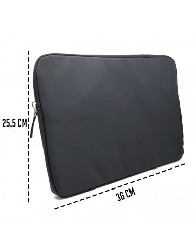 Tradineur - Funda para ordenador portátil de 13/13.3/14" pulgadas - Fabricación 100% poliéster - simulación piel - Color Negro