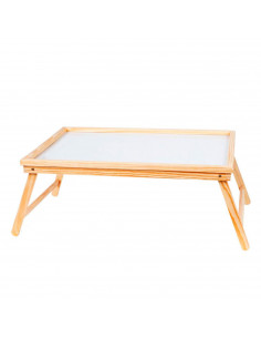 Bandeja de cama plegable de madera 50 x 31 x 21 cm, mesa multiuso para desayuno con patas plegables, ligera y resistente, fondo