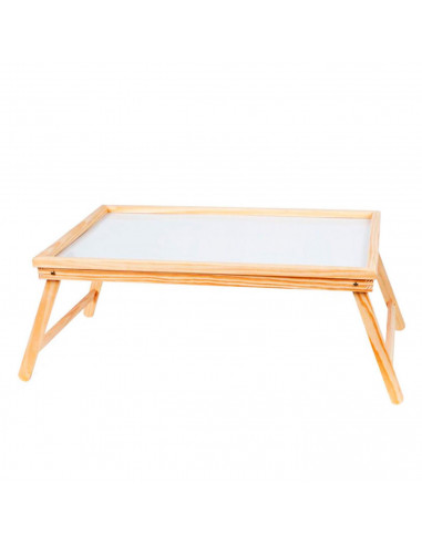 Bandeja de cama plegable de madera 50 x 31 x 21 cm, mesa multiuso para desayuno con patas plegables, ligera y resistente, fondo