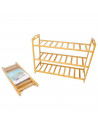 Tradineur - Zapatero de bambú 3 niveles 51 x 67 x 24.5 cm. Estantería, mueble zapatero de madera 3 alturas multiuso, soporte par