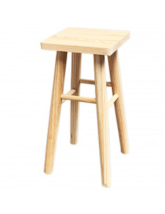 Tradineur - Taburete cuadrado de madera con patas redondeadas, banqueta con reposapiés para bar, cocina, hogar, 47 x 24 x 24 cm