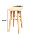 Tradineur - Taburete cuadrado de madera con patas redondeadas, banqueta con reposapiés para bar, cocina, hogar, 47 x 24 x 24 cm