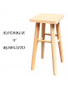 Tradineur - Taburete cuadrado de madera con patas redondeadas, banqueta con reposapiés para bar, cocina, hogar, 47 x 24 x 24 cm