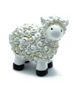 Tradineur - Figura de mini cordero naif para belén - Fabricado en marmolina - Figura decorativa divertida para nacimiento, navid