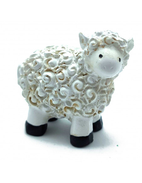 Tradineur - Figura de mini cordero naif para belén - Fabricado en marmolina - Figura decorativa divertida para nacimiento, navid Tradineur - Figura de mini cordero naif para belén - Fabricado en marmolina - Figura decorativa divertida para nacimiento, navid