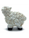 Tradineur - Figura de mini cordero naif para belén - Fabricado en marmolina - Figura decorativa divertida para nacimiento, navid