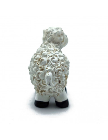 Tradineur - Figura de mini cordero naif para belén - Fabricado en marmolina - Figura decorativa divertida para nacimiento, navid
