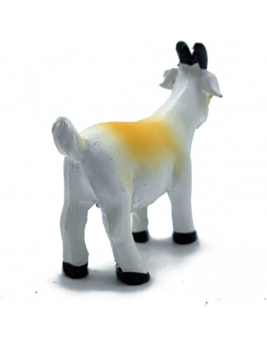 Tradineur - Figura de mini cabra naif - Fabricado en marmolina - Figura decorativa divertida para nacimiento, navidad, decoració