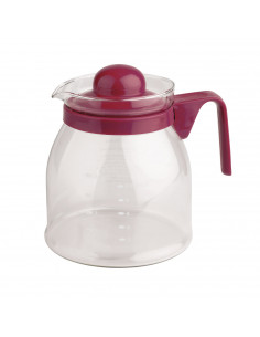 Tradineur - Jarra de vidrio apta para microondas capacidad 650 ml, tetera vidrio, 12 x 8.5 x 14 cm