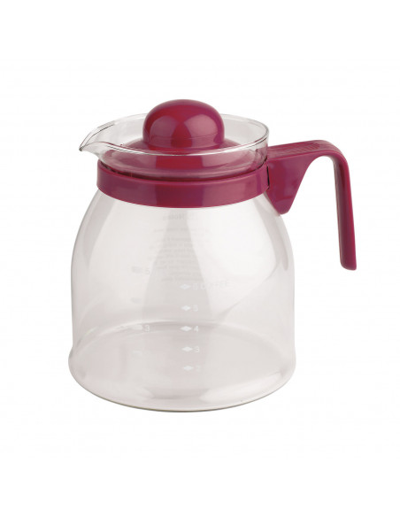 Tradineur - Jarra de vidrio apta para microondas capacidad 650 ml, tetera vidrio, 12 x 8.5 x 14 cm