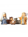 Tradineur - Set de 5 figuras del nacimiento Naïf para belén navideño, marmolina, José, María, niño Jesús, buey y mula, adornos,