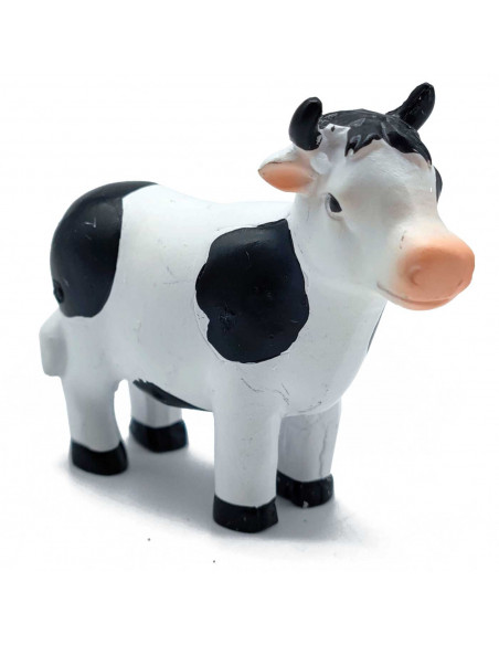 Tradineur - Figura de mini vaca naif para belén - Fabricado en marmolina - Figura decorativa divertida para nacimiento, navidad,