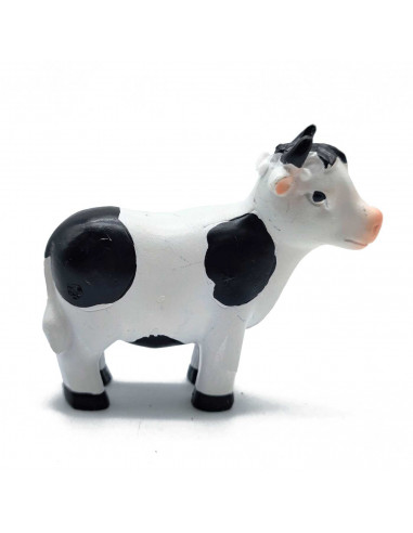 Tradineur - Figura de mini vaca naif para belén - Fabricado en marmolina - Figura decorativa divertida para nacimiento, navidad,