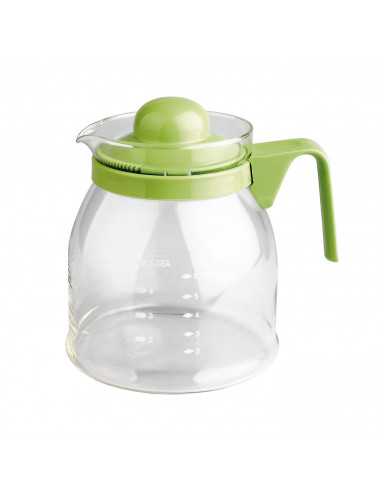 Tradineur - Jarra de vidrio apta para microondas capacidad 650 ml, tetera vidrio, 12 x 8.5 x 14 cm