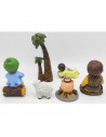 Tradineur - Set de 6 figuras anunciación Naïf para belén navideño, marmolina, 2 campesinos, ángel, palmera, oveja y fogata, deco