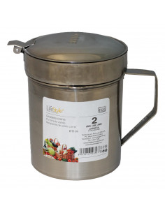 LifeStyle - Grasera de carne acero inoxidable 1400 ml con filtro-colador desmontable, 14,5 x 11,5 cm, bote, recipiente de cocina