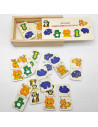 Tradineur - Dominó infantil "Animales de Selva" en caja de madera, 28 fichas, juego de mesa tradicional para niños, diversión, 1