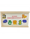 Tradineur - Dominó infantil "Animales de Selva" en caja de madera, 28 fichas, juego de mesa tradicional para niños, diversión, 1
