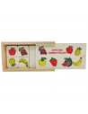 Tradineur - Dominó infantil de Frutas en caja de madera, 28 fichas, juego de mesa tradicional para niños, diversión, 16,7 x 9,5