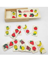 Tradineur - Dominó infantil de Frutas en caja de madera, 28 fichas, juego de mesa tradicional para niños, diversión, 16,7 x 9,5