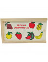 Tradineur - Dominó infantil de Frutas en caja de madera, 28 fichas, juego de mesa tradicional para niños, diversión, 16,7 x 9,5