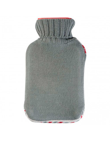 Tradineur - Bolsa para agua caliente de goma natural con tapón de rosca y forro de lana, aliviar dolores musculares, 2 litros, 3