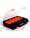 Tradineur - Caja para organizar de plástico de 37 x 30 x 8 cm con 2 compartimentos y asa. Organizador de herramientas para hogar