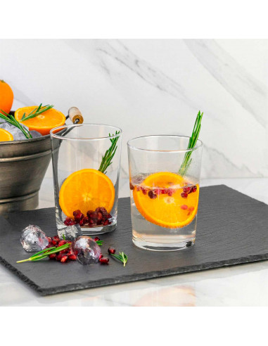 Tradineur - Set de 6 vasos de cristal clásicos "Bodega", base gruesa, aptos para lavavajillas, refrescos, agua, sidra, bebidas,