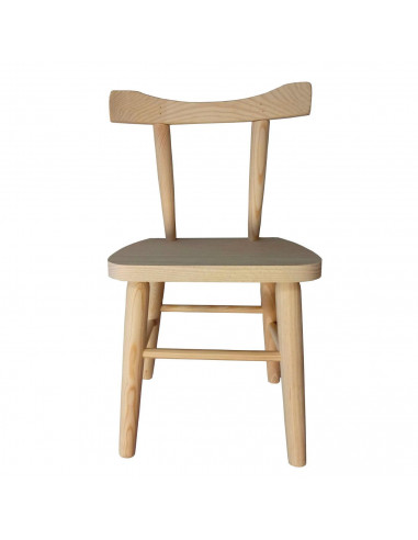 Tradineur - Silla infantil de madera 55 x 33 x 26 cm, silla para niños de madera natural con reposapiés