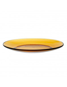 Tradineur - Plato llano de vidrio, ligero y resistente, servir comidas, cenas, vajilla de cocina, apto para lavavajillas (Ámbar,