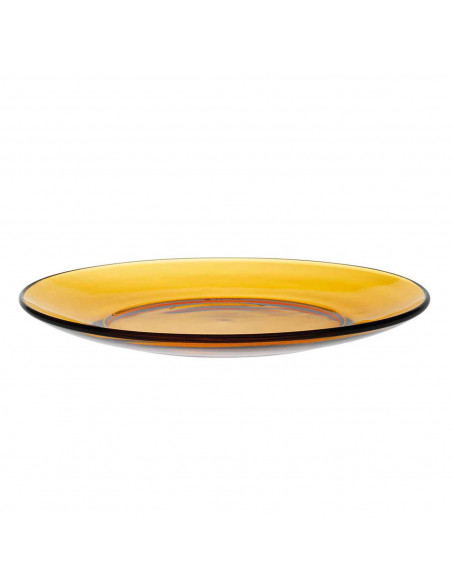 Tradineur - Plato llano de vidrio, ligero y resistente, servir comidas, cenas, vajilla de cocina, apto para lavavajillas (Ámbar,