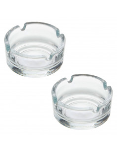 Tradineur - Pack de 2 ceniceros de vidrio con 4 muescas para cigarros, interior y exterior, aptos para lavavajillas, hostelería,
