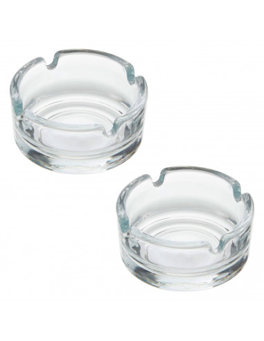 Tradineur - Pack de 2 ceniceros de vidrio con 4 muescas para cigarros, interior y exterior, aptos para lavavajillas, hostelería,