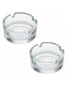 Tradineur - Pack de 2 ceniceros de vidrio con 4 muescas para cigarros, interior y exterior, aptos para lavavajillas, hostelería,