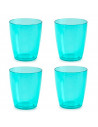 Tradineur - Pack de 4 vasos reutilizables, poliestireno transparente duro y resistente, vasos lavables para picnic, camping, hog
