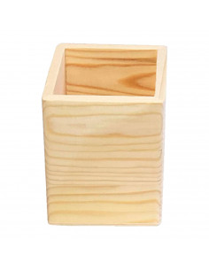 Portalápices de madera - 100% Madera sin procesar, para pintar, barnizar y decorar a tu gusto - 10 x 8 x 8 cm