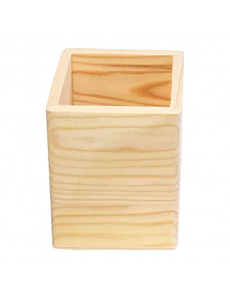 Portalápices de madera - 100% Madera sin procesar, para pintar, barnizar y decorar a tu gusto - 10 x 8 x 8 cm