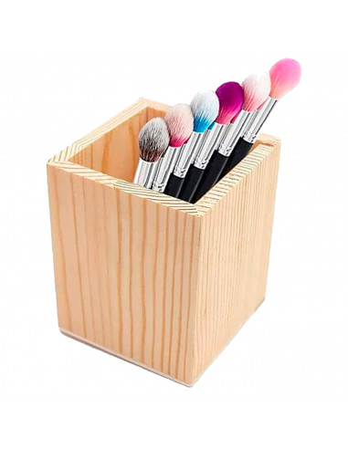Portalápices de madera - 100% Madera sin procesar, para pintar, barnizar y decorar a tu gusto - 10 x 8 x 8 cm