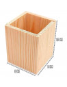 Portalápices de madera - 100% Madera sin procesar, para pintar, barnizar y decorar a tu gusto - 10 x 8 x 8 cm