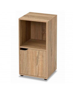 Tradineur - Mesilla de noche de madera con puerta y estante, mueble auxiliar multifuncional, estantería para dormitorio, salón (