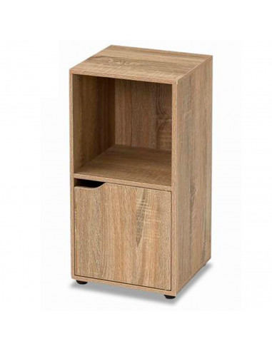 Tradineur - Mesilla de noche de madera con puerta y estante, mueble auxiliar multifuncional, estantería para dormitorio, salón (