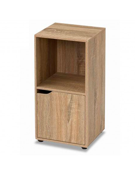 Tradineur - Mesilla de noche de madera con puerta y estante, mueble auxiliar multifuncional, estantería para dormitorio, salón (