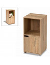 Tradineur - Mesilla de noche de madera con puerta y estante, mueble auxiliar multifuncional, estantería para dormitorio, salón (