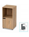 Tradineur - Mesilla de noche de madera con puerta y estante, mueble auxiliar multifuncional, estantería para dormitorio, salón (