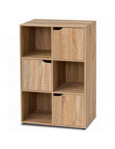 Tradineur - Aparador de madera con 3 puertas y 3 estantes, mueble auxiliar multifuncional, estantería para salón, dormitorio (Ma