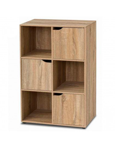 Tradineur - Aparador de madera con 3 puertas y 3 estantes, mueble auxiliar multifuncional, estantería para salón, dormitorio (Ma