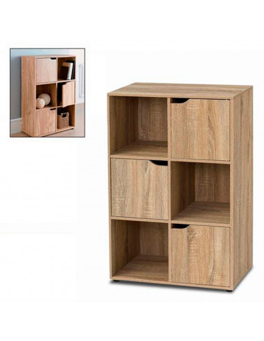 Tradineur - Aparador de madera con 3 puertas y 3 estantes, mueble auxiliar multifuncional, estantería para salón, dormitorio (Ma